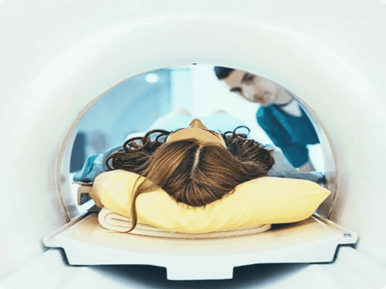 Lady having an MRI scan