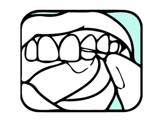 How to floss your teeth illustration - step 3