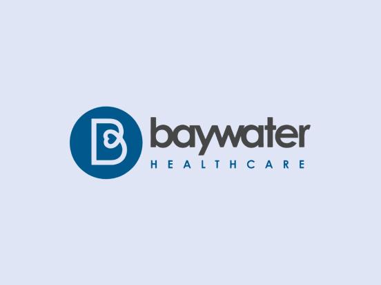 Baywater Healthcare logo on secondary light background colour