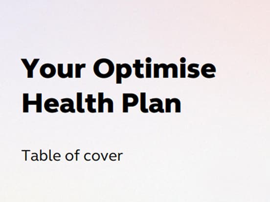 Image of 'Optimise Health Plan Table of Cover' document
